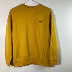 Mens Levis Relaxed Crew Neck Sweatshirt Mustard Yellow‎ S Cotton Polyester